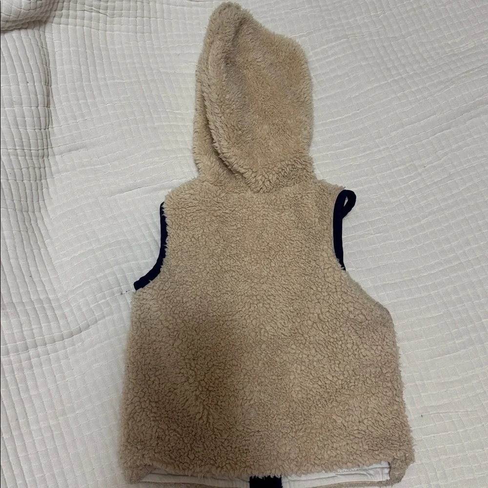 Little Me Sherpa Baby Vest Infant Sleeveless Beige Blue 18 Months Toddler Coat - Picture 4 of 5
